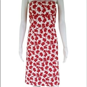 Phoebe Couture Women’s Red White Cherry Print Beaded Strapless Dress Sz 8